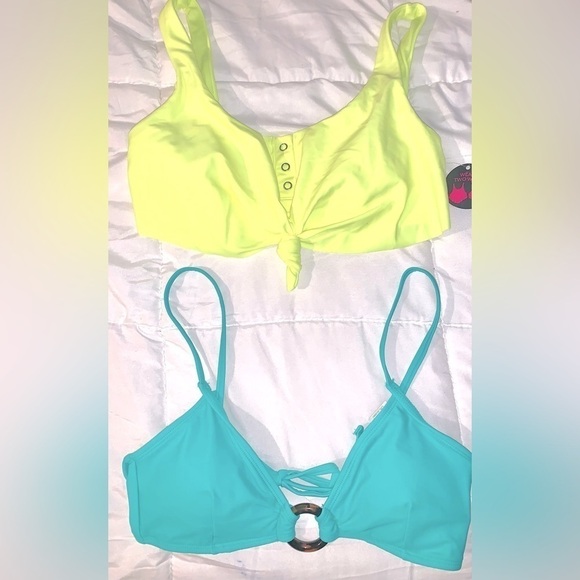 NOBO new with tags neon yellow and blue Bikini tops Medium - Picture 1 of 6
